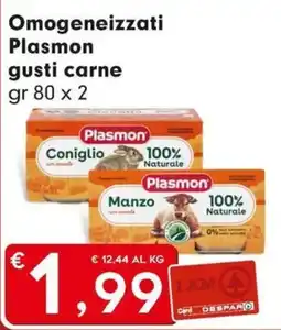 DeSpar Express Omogeneizzati Plasmon gusti carne offerta