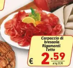 Ipercarni Carpaccio di bresaola Rigamonti offerta