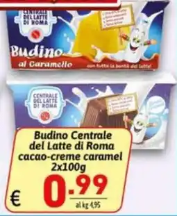 Ipercarni Budino Centrale del Latte di Roma cacao-creme caramel offerta