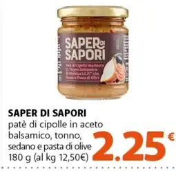 Supermercati Dok SAPER DI SAPORI paté di cipolle in aceto balsamico, tonno, sedano e pasta di olive offerta