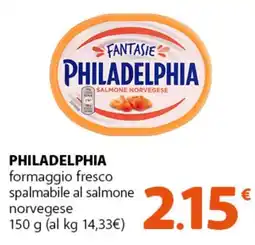 Supermercati Dok PHILADELPHIA formaggio fresco spalmabile al salmone norvegese offerta