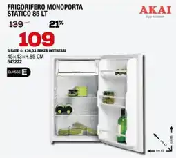 Ottimax FRIGORIFERO MONOPORTA STATICO 85 LT AKAI offerta