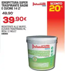 Self Paramatti Idropittura Super Traspirante Bagno e Cucina offerta