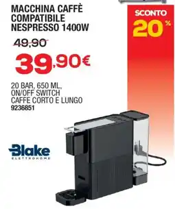 Self Macchina Caffè Compatibile Nespresso Blake offerta