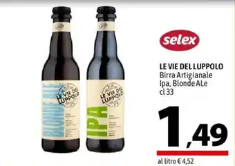 Le vie del luppolo s birra artigianale ipa, blonde ale
