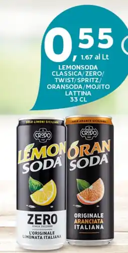 Extra Supermercati Lemonsoda classica/zero/ twist/spritz/ oransoda/mojito lattina offerta
