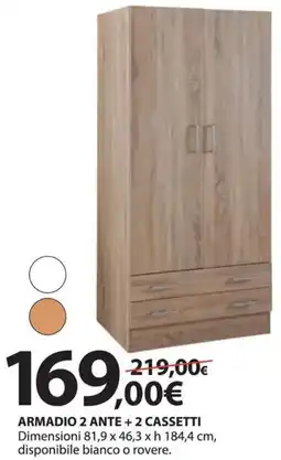 Kreo Brico e Casa Armadio 2 ante + 2 cassetti offerta