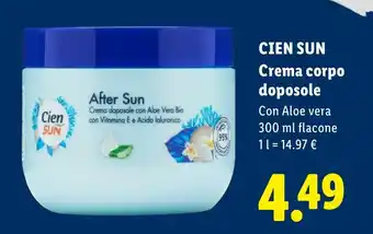 Lidl CIEN SUN Crema corpo doposole offerta
