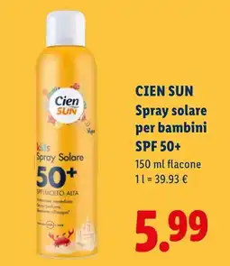 Lidl Cien SUN Spray solare per bambini offerta