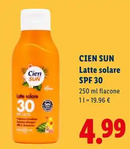 Lidl Cien SUN Latte solare SPF 30 offerta