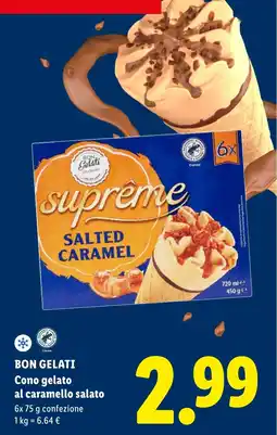 Lidl BON GELATI Cono gelato al caramello salato offerta