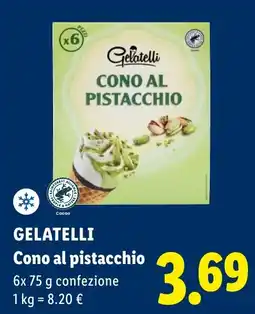 Lidl Gelatelli Cono al pistacchio offerta