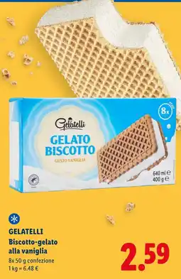 Lidl Gelatelli Biscotto-gelato alla vaniglia offerta