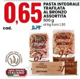 Eurospin Pasta integrale trafilata al bronzo assortita offerta