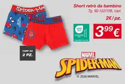 KiK Short retrò da bambino Spider-Man offerta