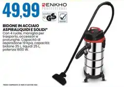 Eurospin ENKHO BIDONE IN ACCIAIO ASPIRALIQUIDI E SOLIDI* offerta