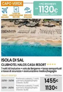 Eurospin ISOLA DI SAL CLUBHOTEL HALOS CASA RESORT offerta