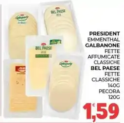 Eté President Emmenthal Galbanone fette affumicate classiche bel paese fette classiche offerta