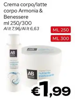 MAX Supermercati Crema corpo/latte corpo Armonia & Benessere offerta