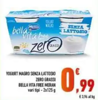 Yogurt magro senza lattosio zero grassi bella vita free meran