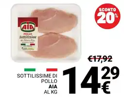 Supermercati Gulliver Sottillissime di pollo AIA offerta