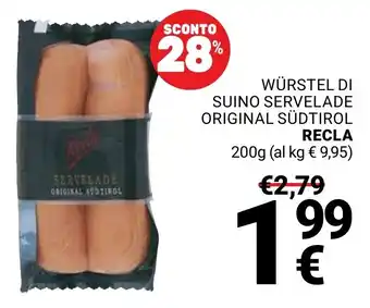 Supermercati Gulliver Würstel di suino servelade original südtirol recla offerta