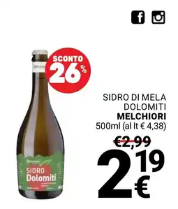 Supermercati Gulliver Sidro Dolomiti offerta