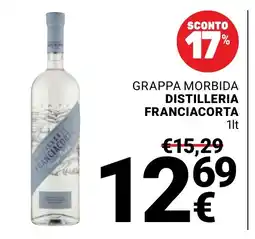 Supermercati Gulliver Grappa morbida Distilleria Franciacorta offerta