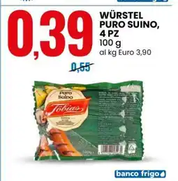 Eurospin WÜRSTEL PURO SUINO, 4 PZ offerta