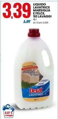 Eurospin LIQUIDO LAVATRICE MARSIGLIA E FELCE, 50 LAVAGGI offerta