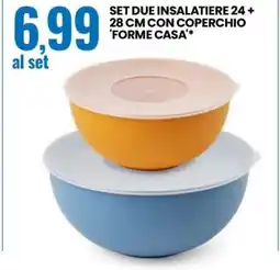 Eurospin SET DUE INSALATIERE 24 + 28 CM CON COPERCHIO 'FORME CASA' offerta