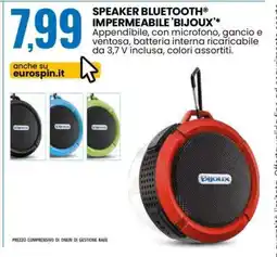 Eurospin SPEAKER BLUETOOTH IMPERMEABILE 'BIJOUX' offerta