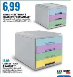 Eurospin MINI CASSETTIERA 3 CASSETTI FORMATO A5 offerta