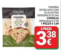Supermercati Gulliver Piadina sfogliata con olio extra vergine di oliva Consilia offerta