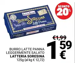 Supermercati Gulliver Burro latte panna leggermente salato Latteria Soresina offerta