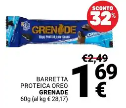 Supermercati Gulliver Barretta proteica Oreo Grenade offerta