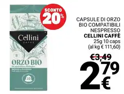 Supermercati Gulliver Capsule di orzo bio compatibili Nespresso Cellini Caffè offerta