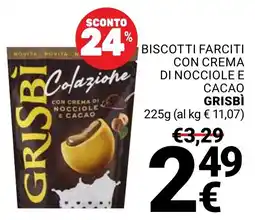 Supermercati Gulliver Biscotti farciti con crema di nocciole e cacao Grisbi offerta