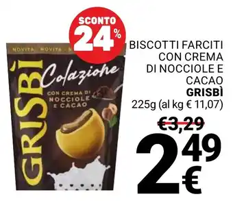 Supermercati Gulliver Biscotti farciti con crema di nocciole e cacao Grisbi offerta