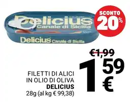 Supermercati Gulliver Filetti di alici in olio di oliva Delicius offerta