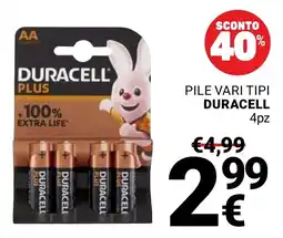 Supermercati Gulliver Pile vari tipi Duracell offerta