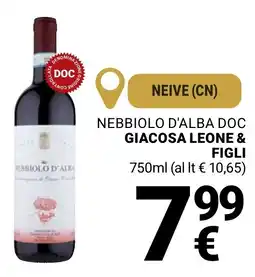 Supermercati Gulliver Nebbiolo d'Alba Giacosa Leone & Figli offerta