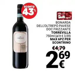 Supermercati Gulliver Bonarda dell'Oltrepò Pavese DOC Frizzante Torrevilla offerta