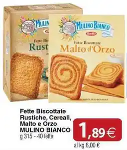 Docks Cash&Carry Fette Biscottate Rustiche, Cereali, Malto e Orzo MULINO BIANCO offerta