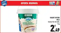 Conad City Yogurt intero Mila bianco fior di latte offerta