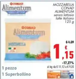 Conad City Mozzarella Conad Alimentum senza lattosio offerta