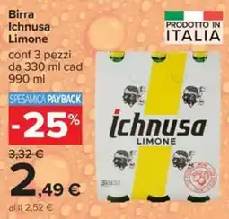 Carrefour Iper Birra Ichnusa Limone offerta