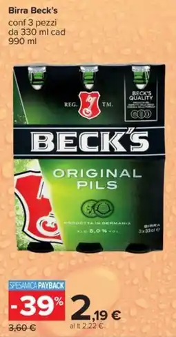 Carrefour Iper Birra Beck's offerta