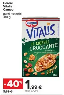 Carrefour Iper Cereali Vitalis Cameo offerta
