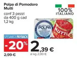Carrefour Iper Polpa di Pomodoro Mutti offerta